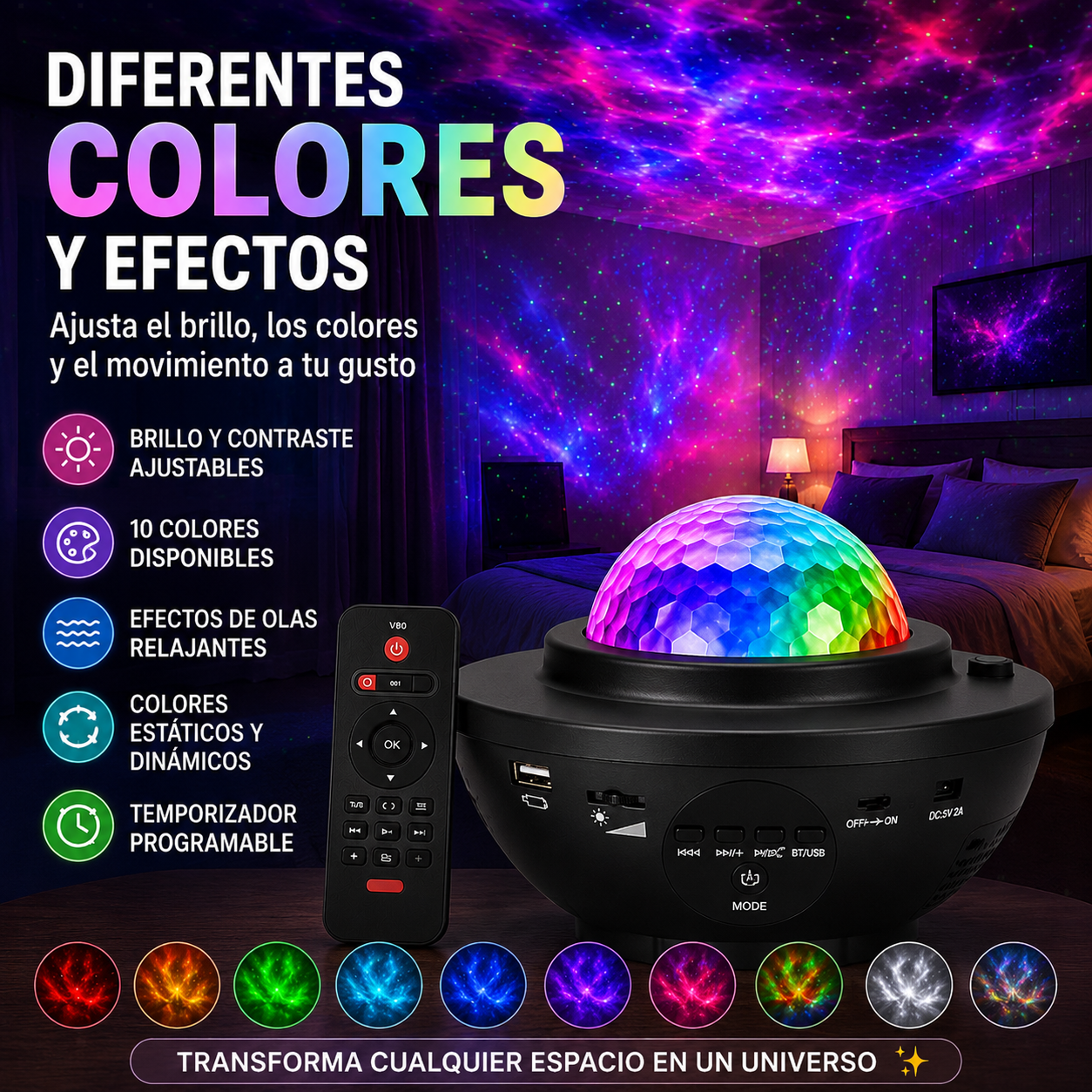 Proyector de Estrellas Galaxy LumenStar™ con Altavoz Bluetooth