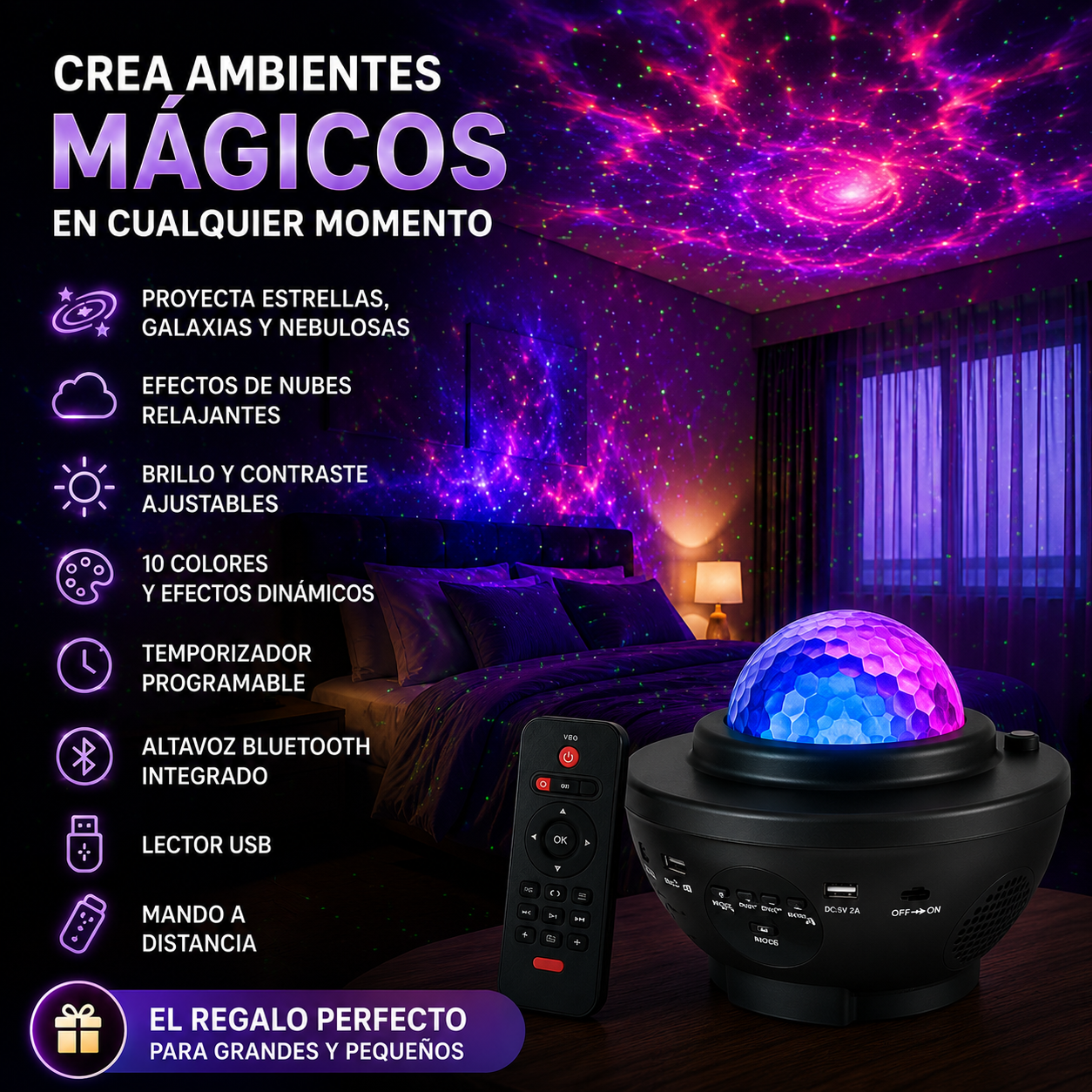 Proyector de Estrellas Galaxy LumenStar™ con Altavoz Bluetooth