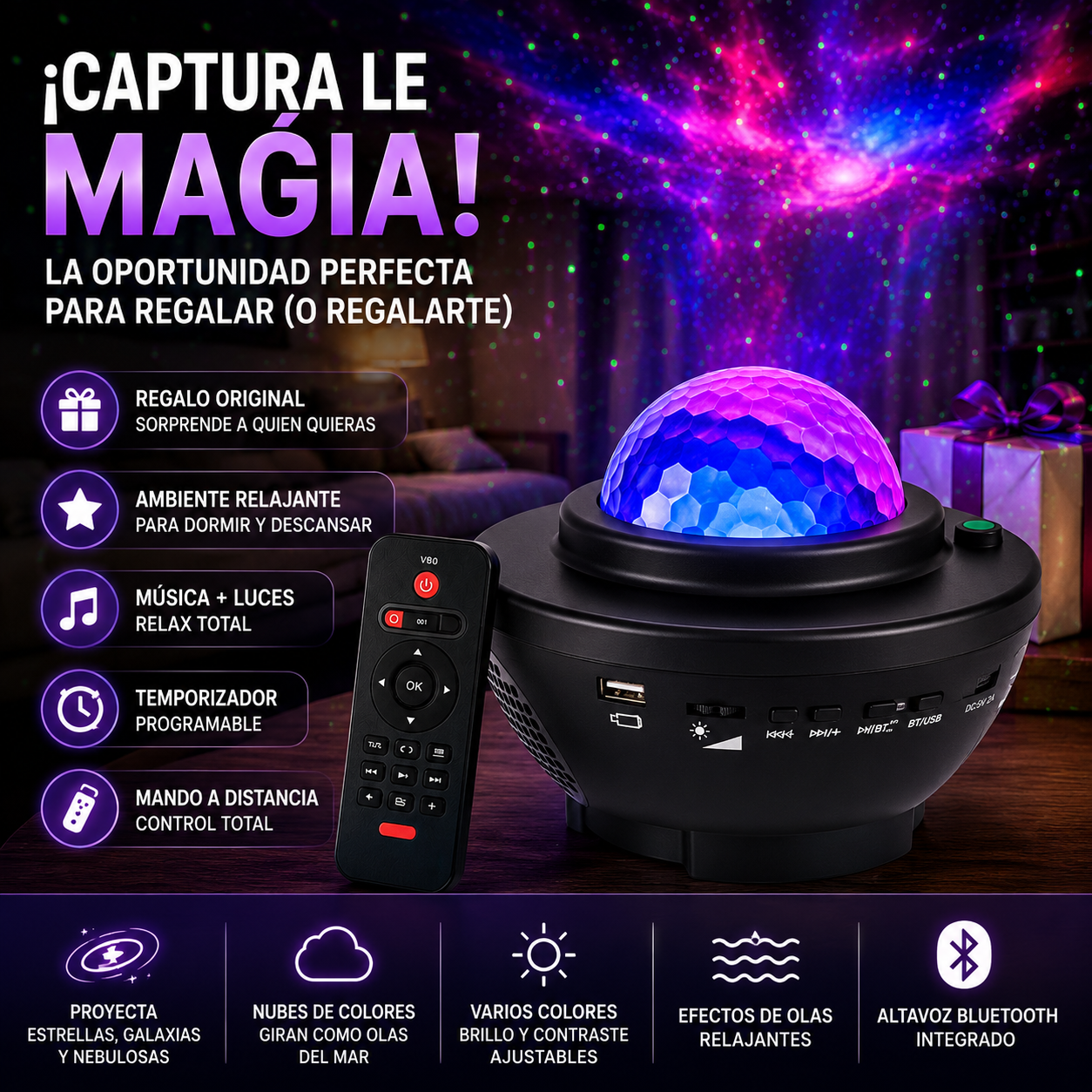 Proyector de Estrellas Galaxy LumenStar™ con Altavoz Bluetooth