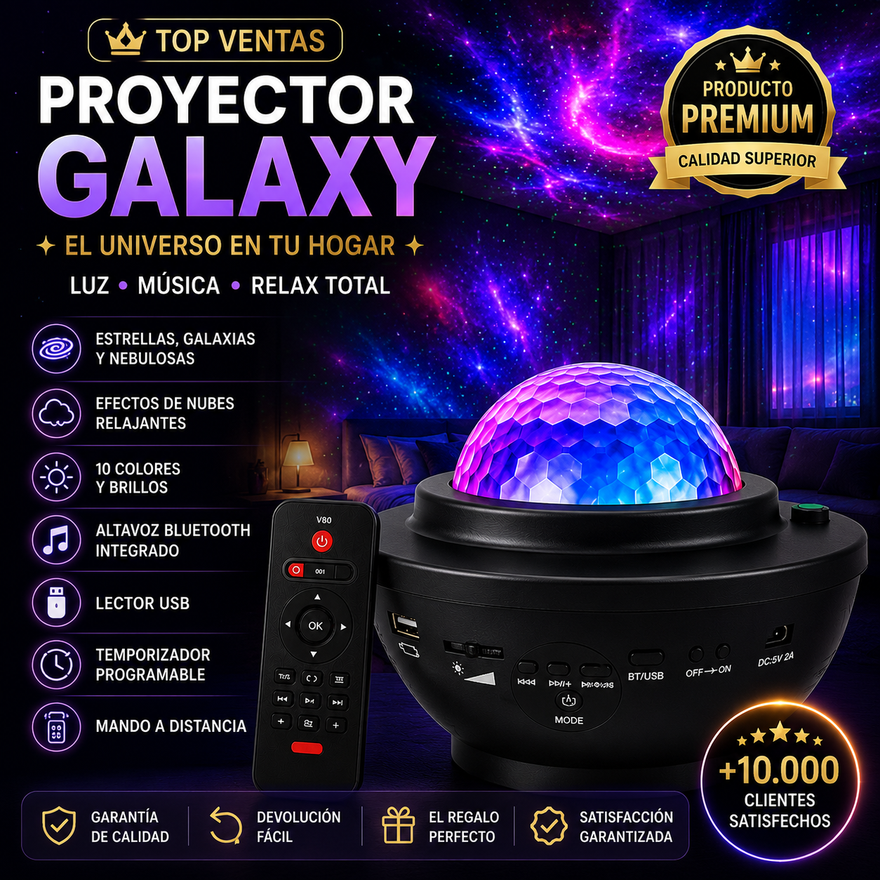 Proyector de Estrellas Galaxy LumenStar™ con Altavoz Bluetooth