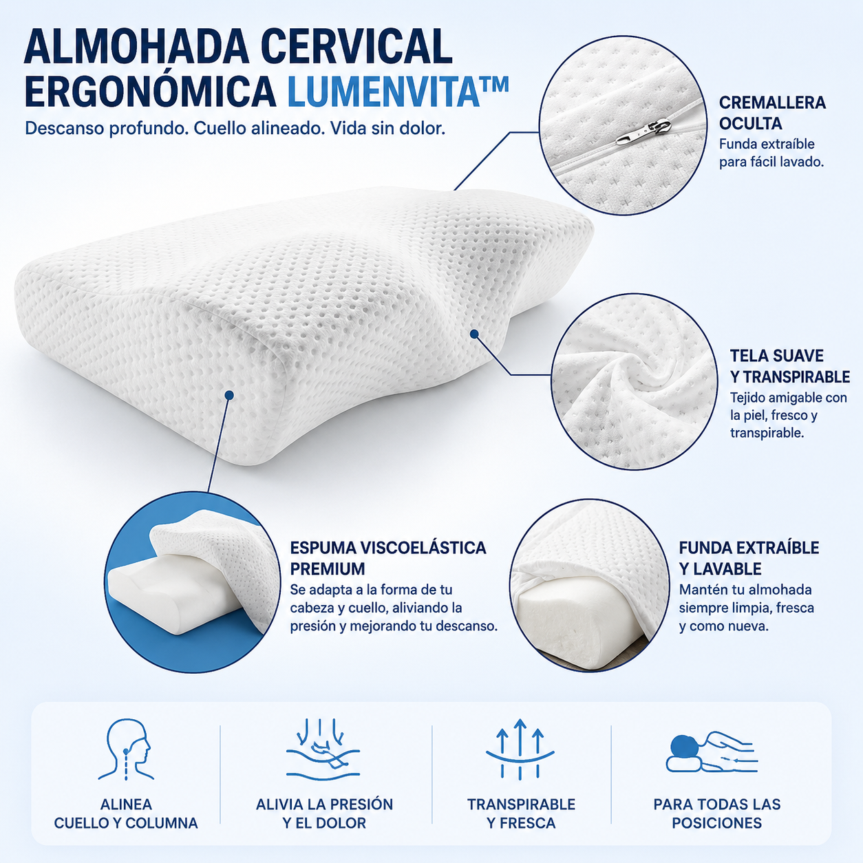 Almohada Cervical Ergonómica Premium SaleForge™ | Alivio del Dolor