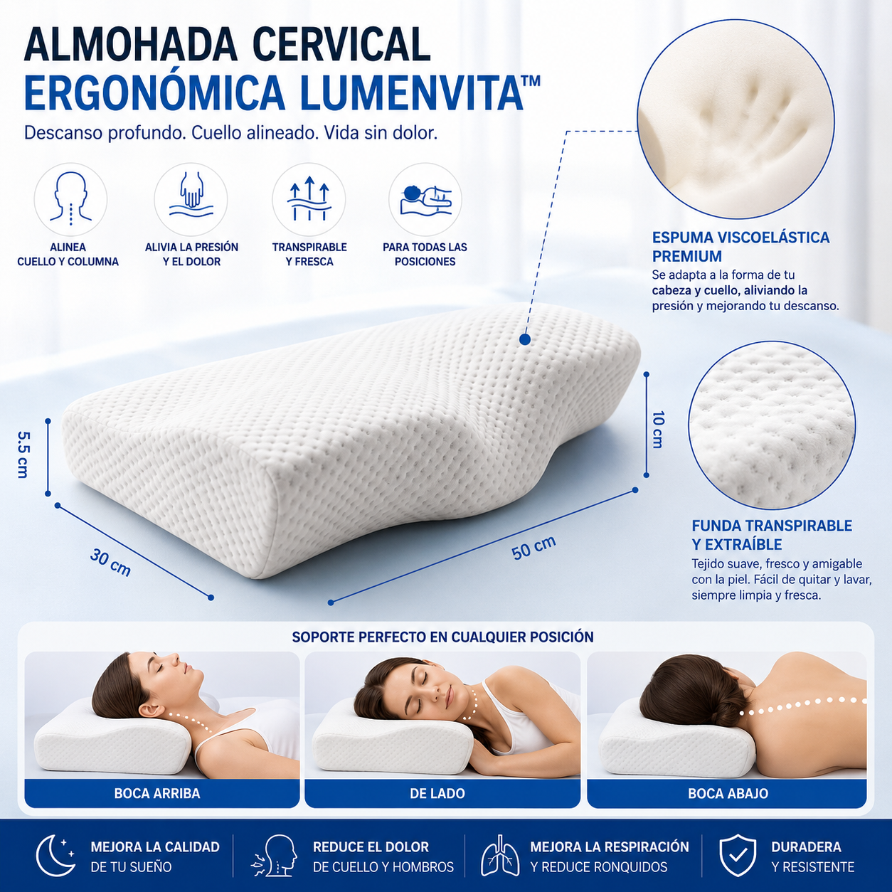 Almohada Cervical Ergonómica Premium SaleForge™ | Alivio del Dolor