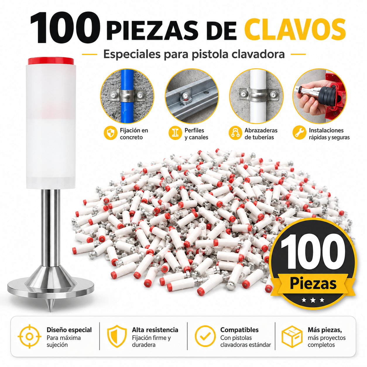 Pack de Clavos de Acero para Pistola Clavadora (100, 200 o 300 uds)