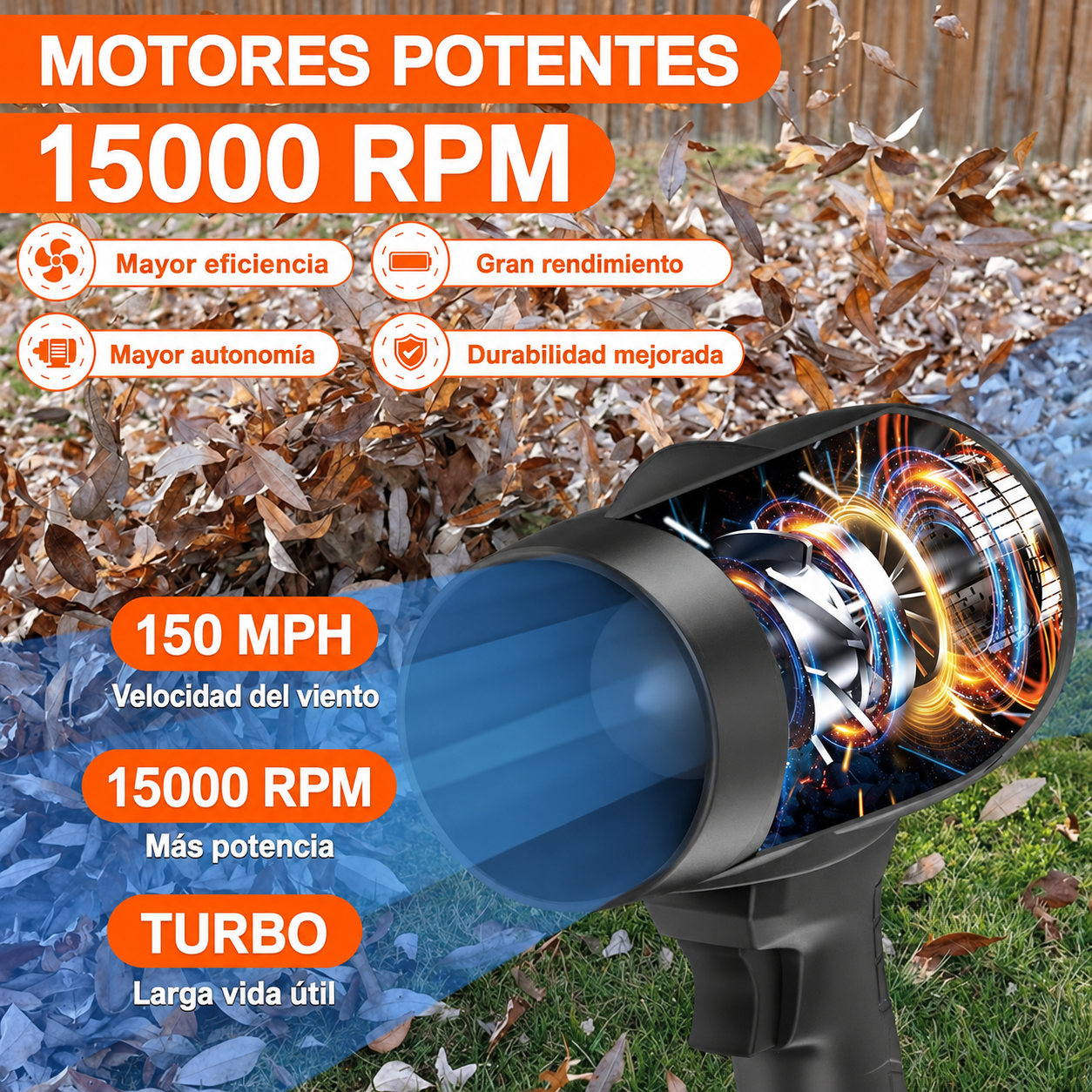 Soplador de Aire Turbo Inalámbrico 130.000 RPM + 2 Baterías