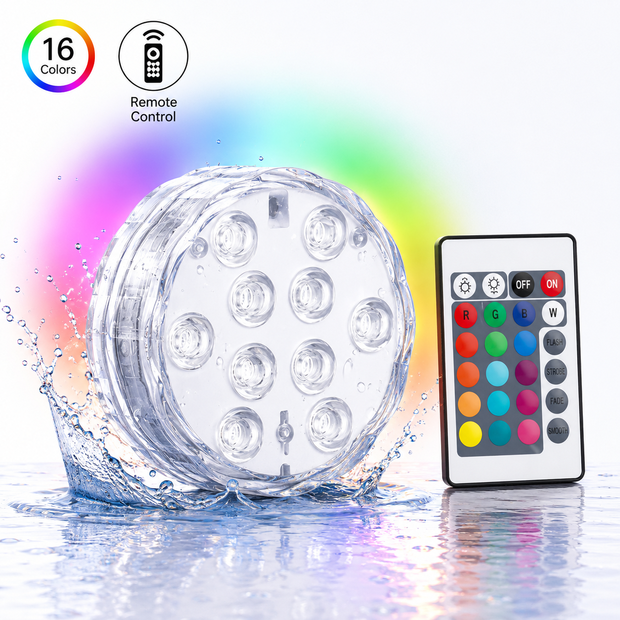 Luces LED Sumergibles Multicolores con Mando (16 Colores) | Decoración