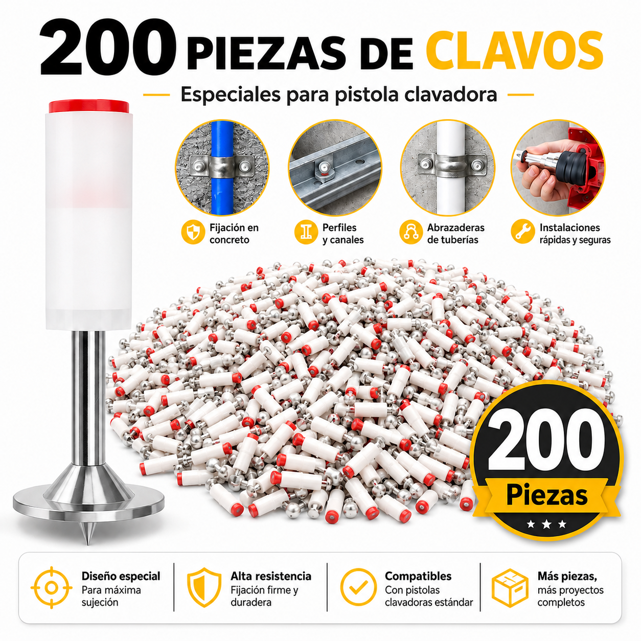 Pack de Clavos de Acero para Pistola Clavadora (100, 200 o 300 uds)
