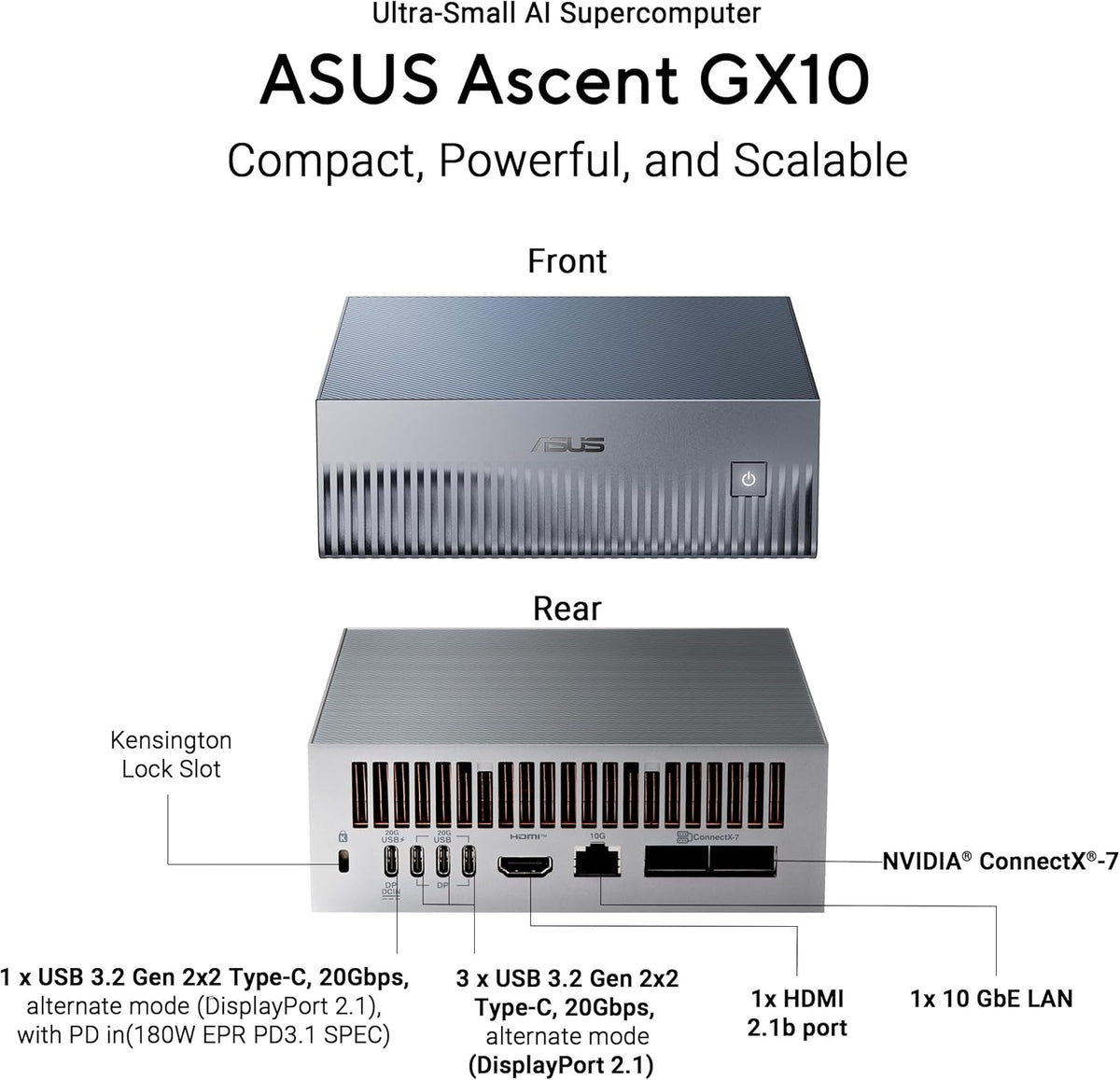 ASUS Ascent GX10 AI Supercomputer (NVIDIA GB10 Superchip) - Image 3